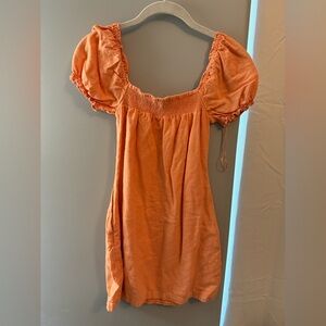 Abercrombie orange mini puff sleeve dress